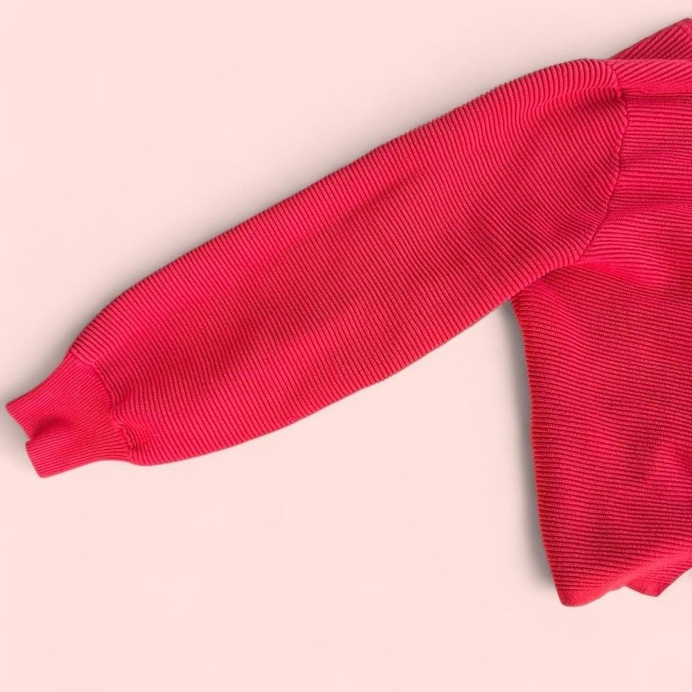 Red knit sweater with knit-esque design - Picture 3 of 4